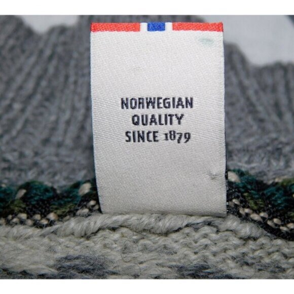 Dale of Norway XXL Gray Wool Fair Isle V neck Ski Sweater 2015 Norwegian Team - Picture 4 of 16